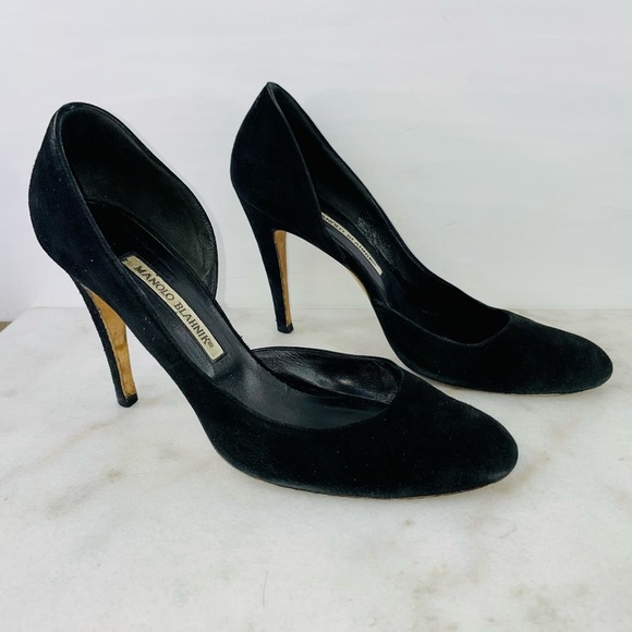 Escarpins Manolo Blahnik Tayler Dorsay - Taille 40 - Gris Suédé Et Vernis - Talons Hauts élégants